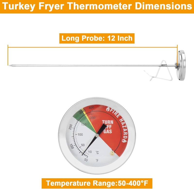 BBQ-PLUS Turkey Chicken Poultry Deep Frying Rack and Handle Lifter Hook for Deep Fry Pot Grill, Turkey Frying Stand Kits and Turkey Fryer Thermometer with Pot Clip for Turkey Chicken Fryer Accessories - Image 2